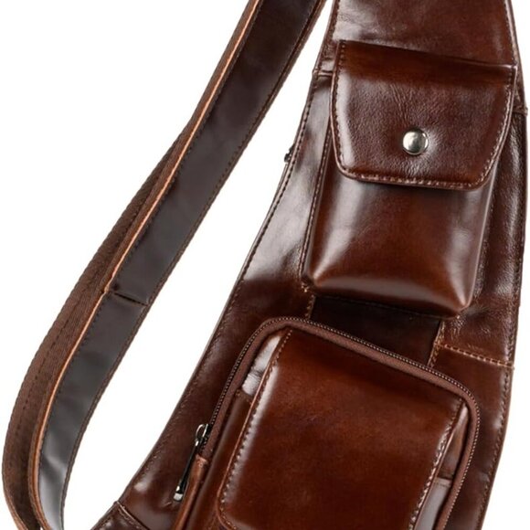 Elegant Leather Sling Bag with Adjustable Strap - Perfect for Travel & Style - Picture 1 of 5